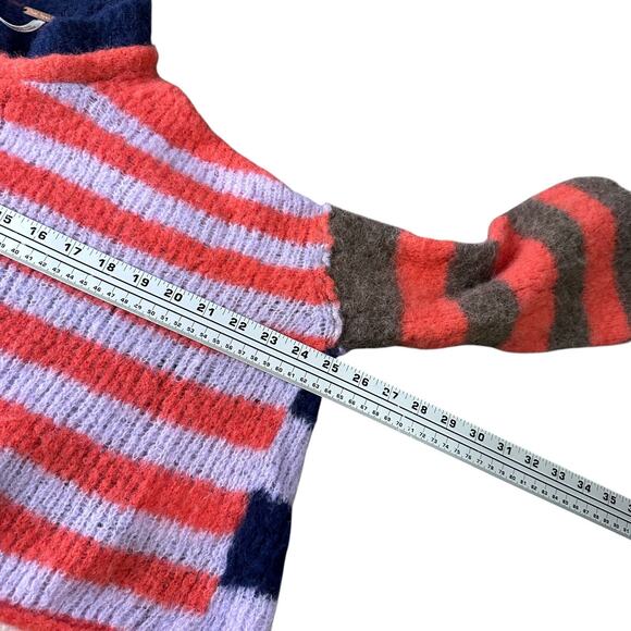Free People Cropped Sweater Women’s Medium Multi Striped Alpaca Blend Pullover - Picture 8 of 10